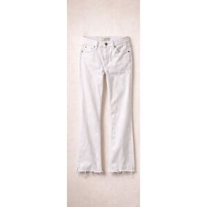 Abercrombie White Jeans 27L Harper Ankle High Rise Raw Hem
